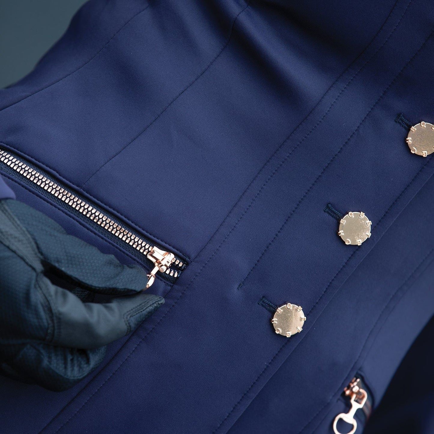 Crystal Showerproof Competition Jacket - Navy/Rose Gold